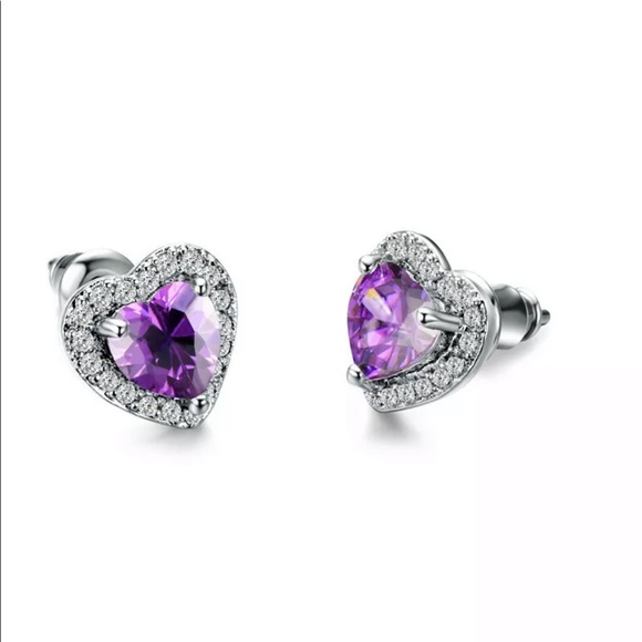 Jewelry - Heart purple new Stud Earring for Women 925 Silver